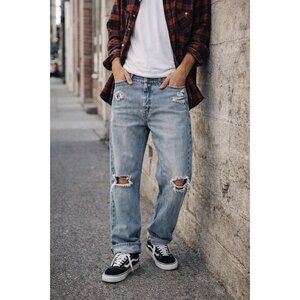 Early 2000s Fossil Rambler Light Wash Denim Jeans Size 36 Y2K Grunge Thrashed